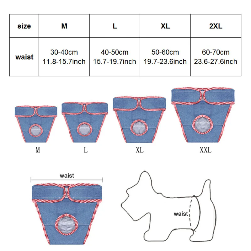 Подгузники для собак регулируемые мужские и женские подгузники для собак с эластичной резинкой на талии Моющиеся Многоразовые подгузники для животных для маленьких средних и больших собак
