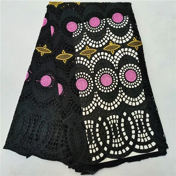

Latest African Cotton Lace Fabric 2019 High Quality Nigerian French Pure Cotton Embroidery Swiss voile Lace Fabrics 5Yards/lot