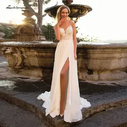 Lakshmigown свадебное платье в стиле бохо пляж 2019 Hochzeit сексуальное шифоновое длинное свадебное платье с высокой стороны Сплит Свадебные платья