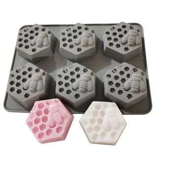 

6 Cavity Honeycomb Bee Soap Making Silicone Soap Resin Clay Mould for DIY Home Handmade Craft easy to Demolding Soap Forms