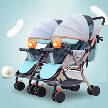 

High Landscape Twin Stroller Two-way Multi-function Can Sit and Lie Foldable Detachable Double Trolley with Music Tray