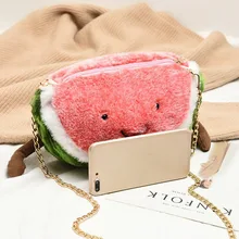 Женская Повседневная сумка для девочек, универсальная шерстяная винтажная сумка через плечо на молнии, милая маленькая квадратная сумка в форме арбуза