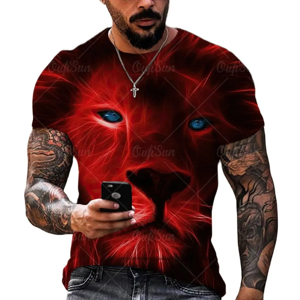 2021 New Fashion Cool T-shirt For Men’s 3D T-shirt Printing lion Short Sleeve Summer Shirt Printing T-shirt