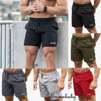 

Men's Summer Casual Shorts Jogging Running Gym Sports Breathable Fitness Loose Exercise Shorts Solid Pocket Elastic Waist