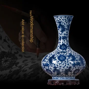 

Antique Blue Pattern Porcelain Vase Jingdezhen Handmade Chinese-Style Home Decoration Vintage Chinese-Style Ceramic Ornament