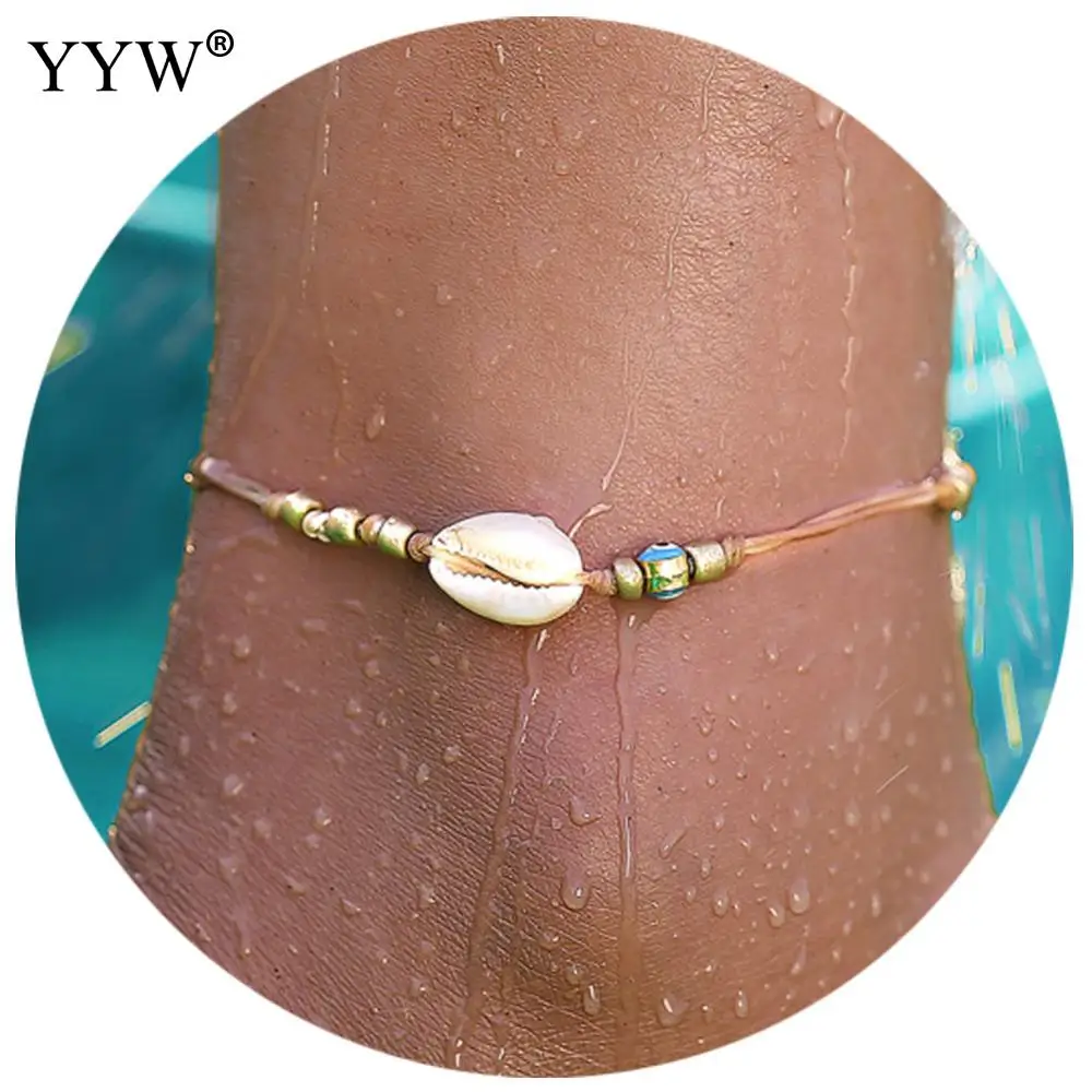 Seedbead Anklet Natural Shells Fossil Conch Barefoot Foot Jewelry Fashion Female Ankle Strap Ornaments Summer Beach | Украшения и