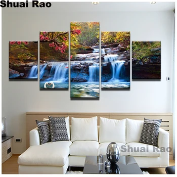 

diamond Embroidery Waterfall Woods Swan Diamond mosaic 5 d full square round drill rhinestones 3d diy diamond painting 5pcs,