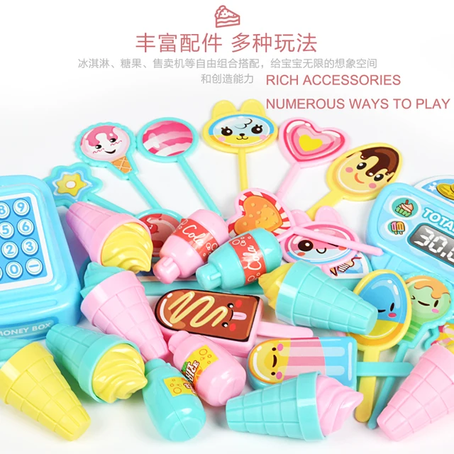 DIY Kids Toy Children Role Play Toys Educational Toy Mini Candy Cart Detachable IceCream Shop Toy Cash Register Chrismas Gift 3