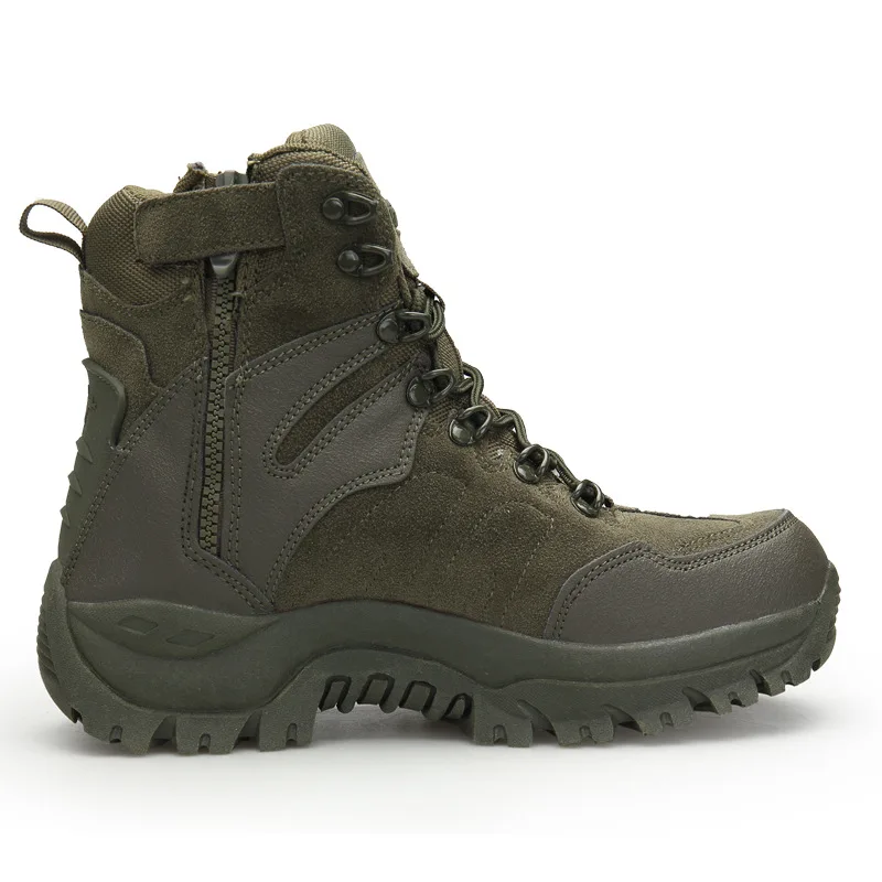 Водонепроницаемая походная обувь для мужчин; кожаная обувь для альпинизма; качественные дышащие ботинки для треккинга; походные охотничьи ботинки - Цвет: green