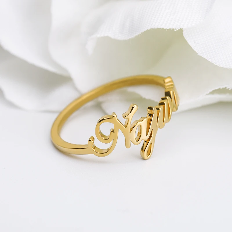 aeropuerto carrera Pionero Anillo personalizado con nombre para mujer, anillos de acero inoxidable para  boda, anillo con iniciales y letras personalizadas|Personalizado Anillos| -  AliExpress