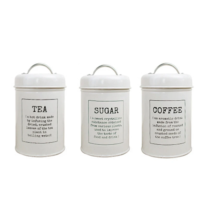 

3Pcs Storage Tank Cover Steel Kitchen Utensils Multifunction Tea Coffee Sugar Square Box Case Household