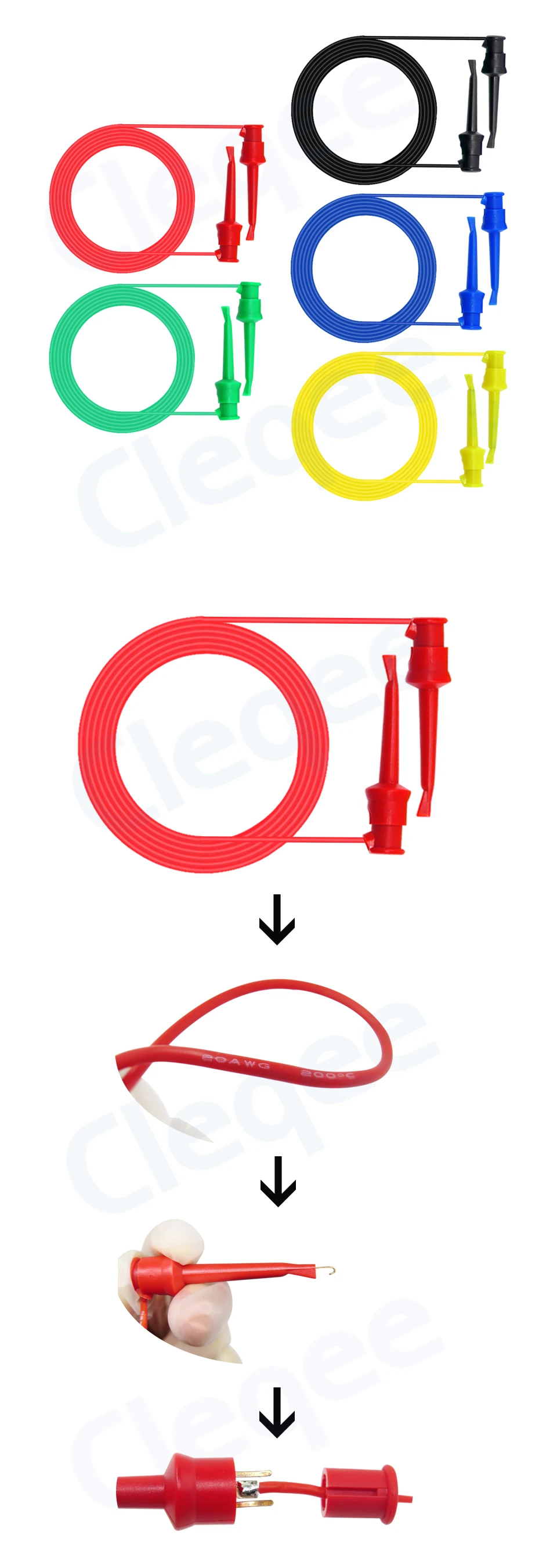 5色 30本セットテスターワイヤー 50cmダブルエンド電気テスト用