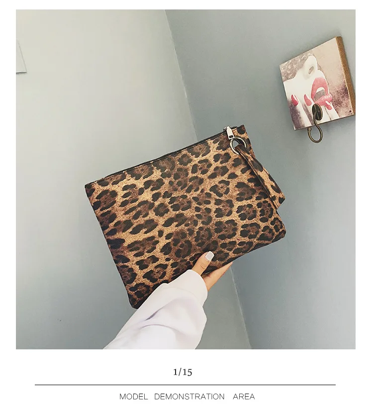 Casual Bags for Women Animal Print Leopard Clutch Female Fashion Design Leather Wallet Messenger Bag Ladies Elegant Handbag