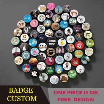 

1PC Metal Badge Custom DIY Pin Crafts On Backpack Clothes Decoration Logo Custom Tinplate Brooch Round Badge Custom Service