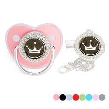 

2022 Girls Baby Pacifier Crown Pacifier Clips Newborn Bling BPA Free Silicone Pacifier Holder Baby Shower Gifts Teether Dummy