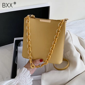 

[BXX] PU Leather Solid Color Crossbody Bucket Bags For Women 2020 Spring Fashion Shoulder Handbags Ladies Travel Bag HM891