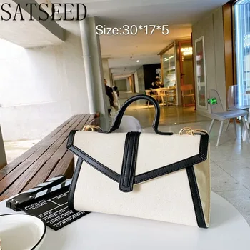 

Women's Bag 2020 Spring and Summer New Korean Canvas Envelope Small Square Bag Wild Handbag Shoulder Messenger Bag