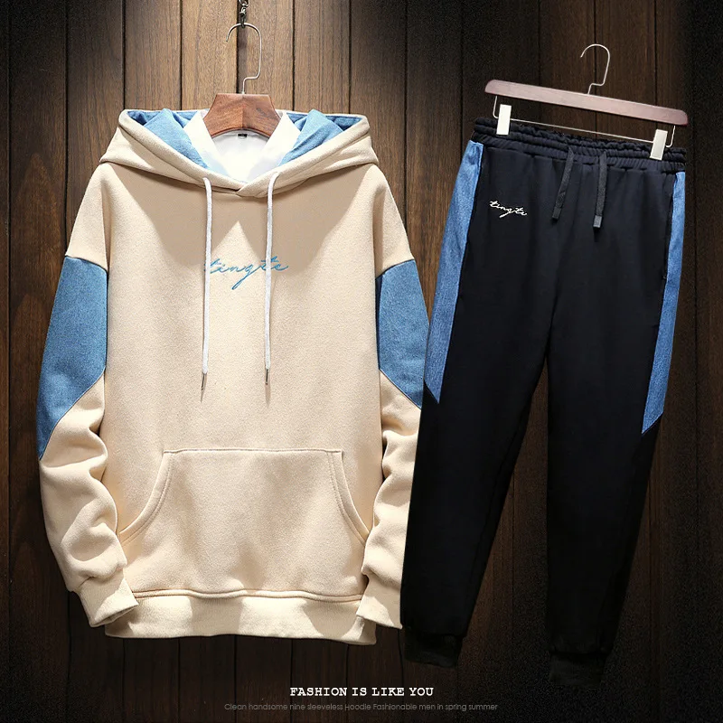 

2018 Autumn Clothing New Style Japanese-style Loose-Fit Hooded Teenager Sports Large Size Casual Capri Pants Set