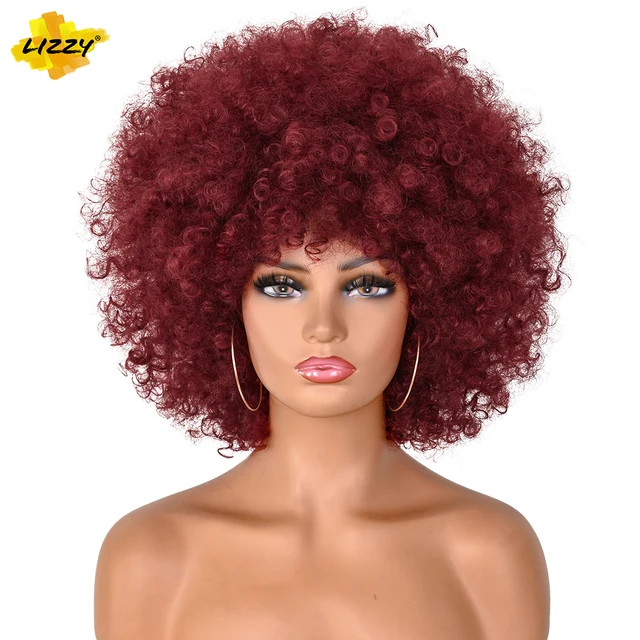 Short Afro Kinky Curly Hair Wigs For Black Women African Synthetic Fluffy And Soft Natural Looking High Temperature Wig Lizzy Bug