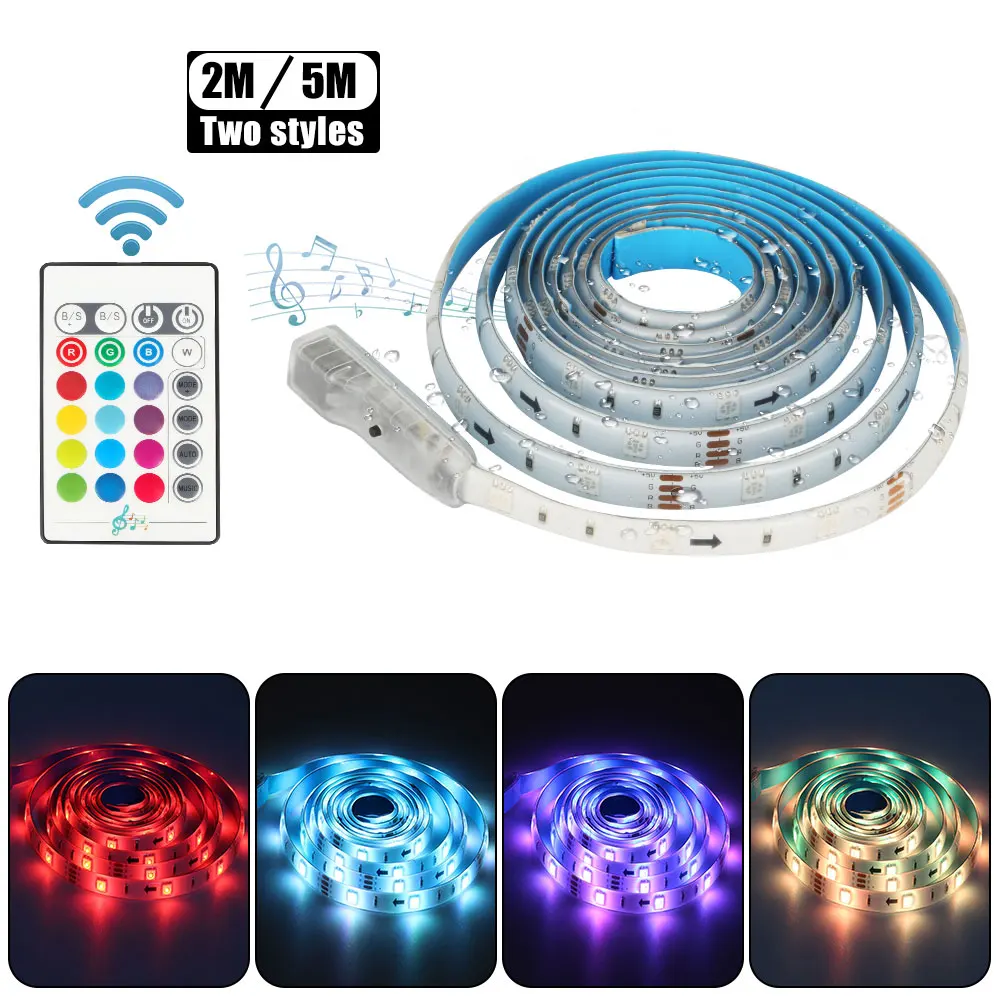 Tanbaby RGB 2 м/5 м DC5V USB музыка Светодиодная лента лампа 5050 световая полоса Rgb свет