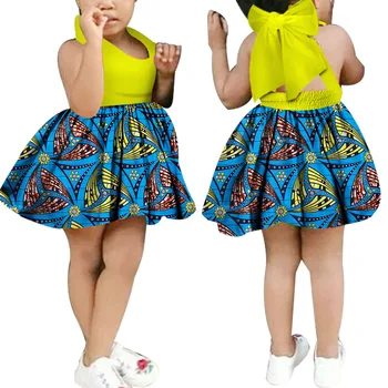 

African Baby Girl Batik Printed Slip Dress with Bowknot 2019 New Traditional African Children Top Dress
