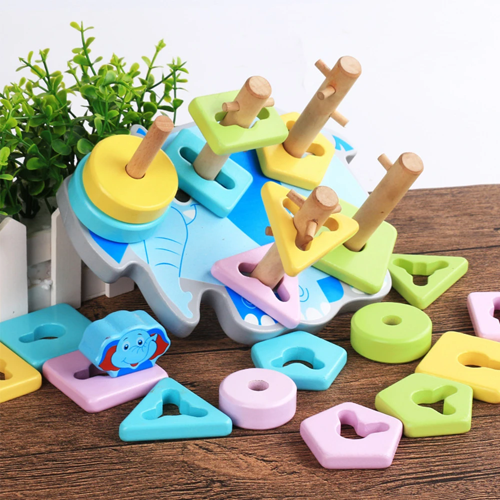 Early Learning Toys Educational Wooden blocks Montessori for Children kids child Exercise Hands-on ability Shapes Matching Games | Игрушки и