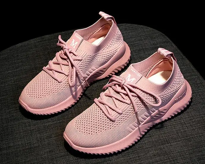 Г., летняя новая женская школьная модная повседневная спортивная обувь из сетчатого материала на шнуровке лоферы, кроссовки - Цвет: Розовый