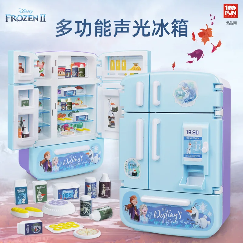 

Original Disney Frozen2 Children's refrigerator Imitate Toys kitchen playset side by side refrigerator Girls' Toys