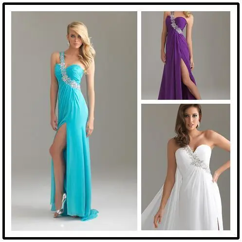 

free shipping 2018 Stock Long robe de soiree Chiffon One Shoulder Palette Prom Party gown vestido de noiva bridesmaid dresses