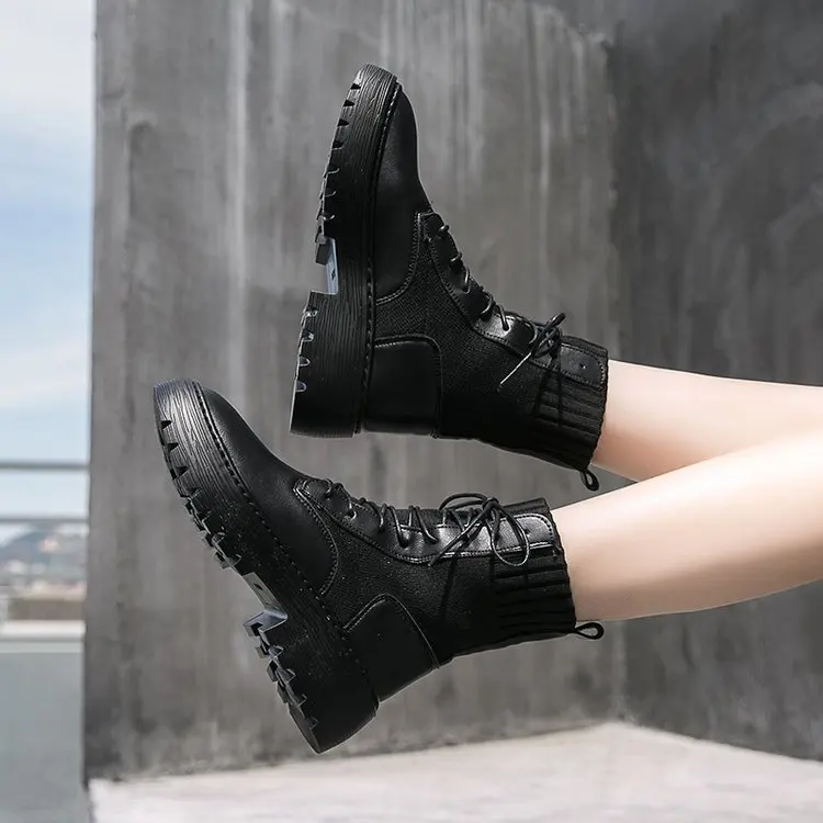 

Martin Boots Women's British-Style 2019 New Style Versatile Chunky-Heel Handsome Motorcycle Boots Thick Bottomed Short Boots Aut