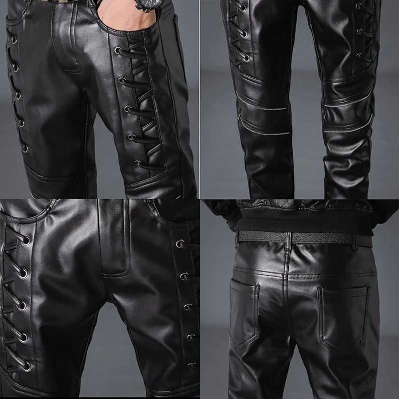 Idopy мужские брюки из искусственной кожи, в стиле стимпанк, готика, готика, Хэллоуин, вечерние штаны из кожзаменителя, брюки для мужчин