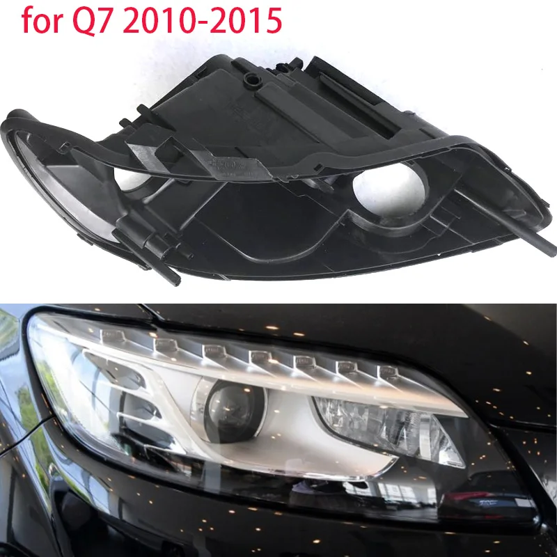for Audi q7 2010-2015 lampshade shell lens Headlight protection Car headlight repair parts  Black  plastic Black lampshade Xenon