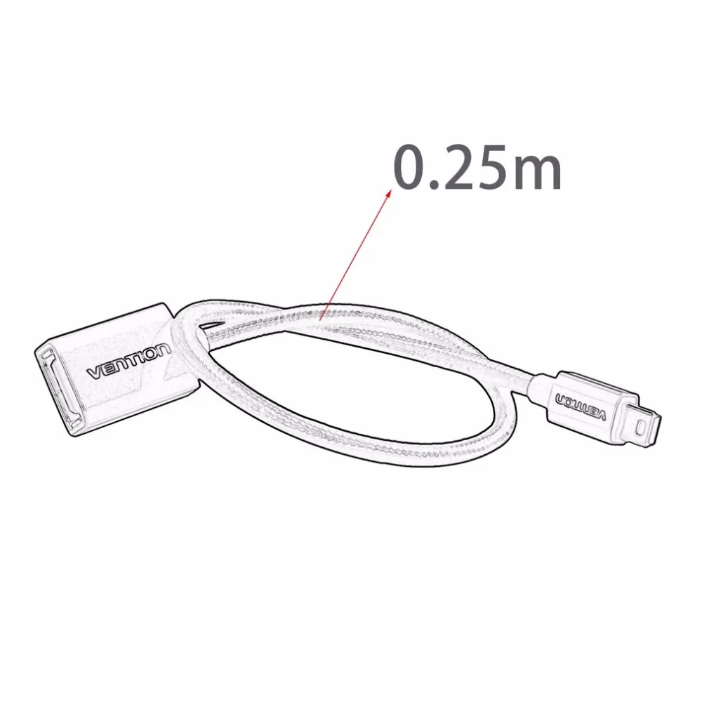 Vention высокоскоростной передачи мини USB2.0 OTG кабель OTG адаптер для камер U диск чтения карт MP4 0,25 м