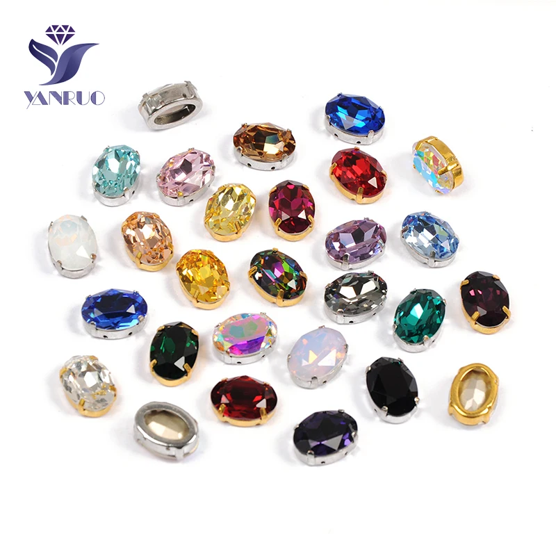 

YANRUO 4120 Oval Pointed Back Sew On Rhinestones Glass Handicraft Stones Strass Crystal Gems For DIY Jewelry Crafts