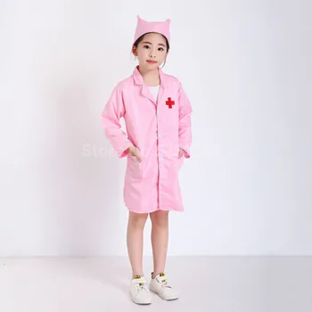 

Kids Nurse Doctor Coat Cosplay Costumes Children Hospital Lab Jackets Robes Medical Uniform Role Play Halloween Stage Party Wear