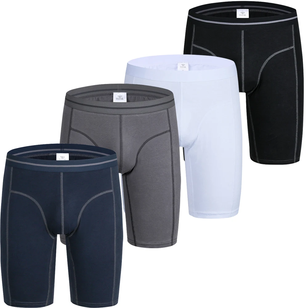 

4Pcs/lot Cotton Men's Underwear Fashion Sexy Quality Panties Extra Long Boxers Shorts Cotton Plus Size Underpant Wholesale
