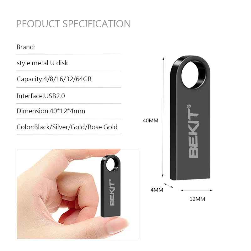 Bekit USB флеш накопитель 64 ГБ металлическая флешка высокоскоростной 32 с реальной