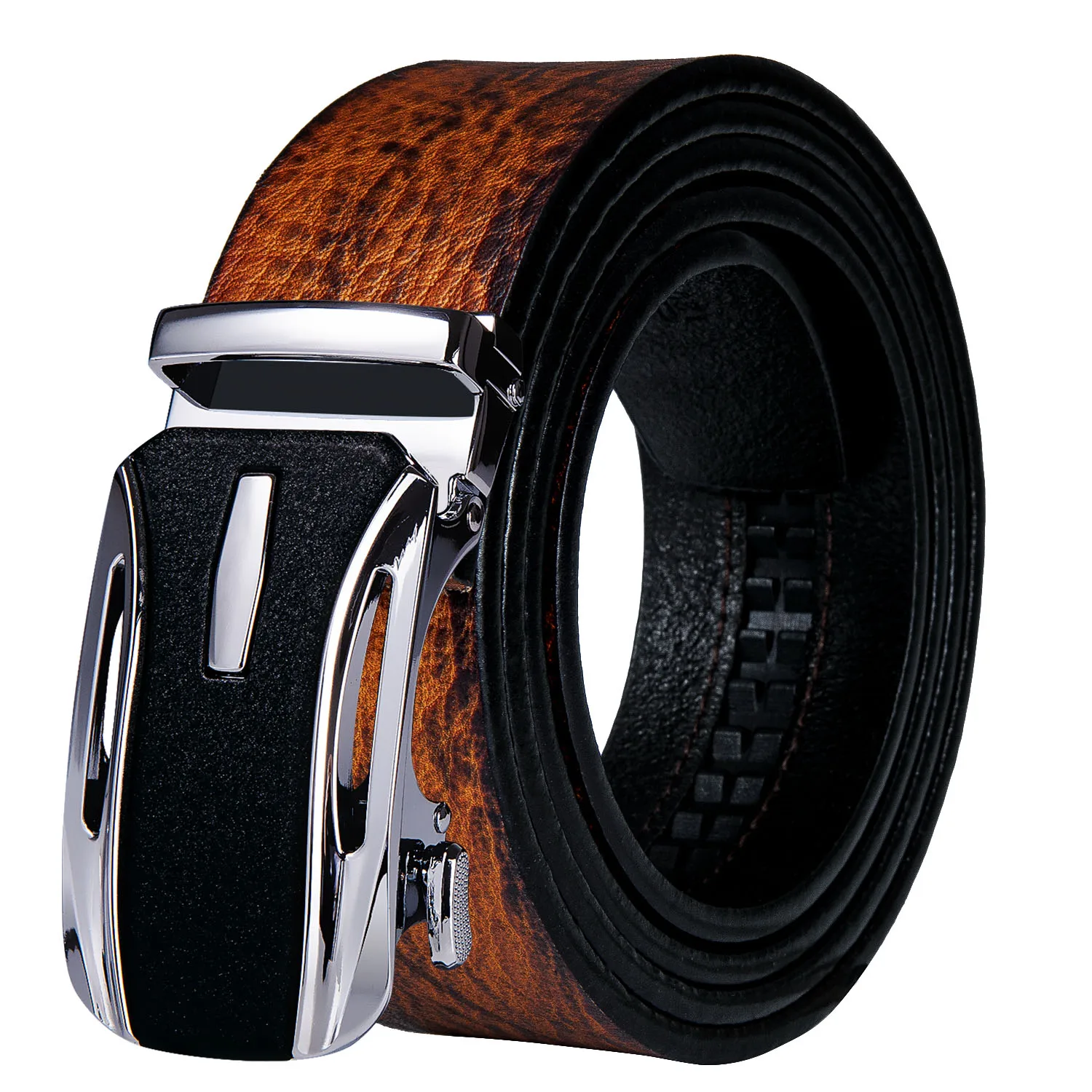 

Famous Brand Men Belt Genuine Leather Luxury Alloy Automatic Buckle Belts Fashion Orange Cowskin Men Strap For Jeans DiBanGu