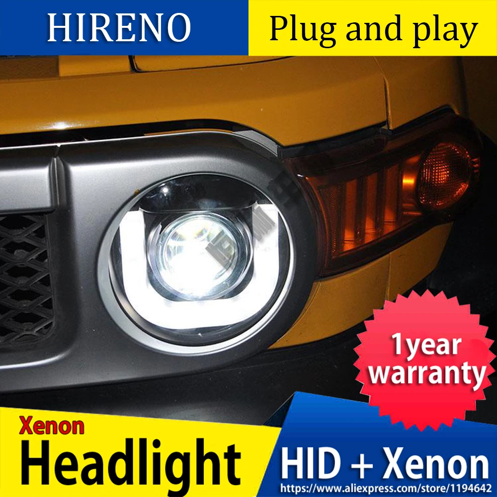 Hireno автомобильный Стильный чехол для Toyota Fj CRUISER 2007- фары светодиодный DRL Объектив Двойной Луч Ксенон