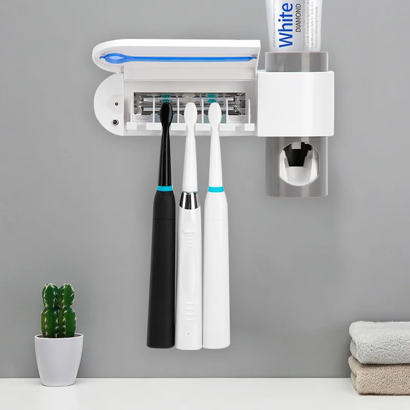 Antibacteria UV Light Ultraviolet Toothbrush Sterilizer Automatic Toothpaste Dispenser ToothBrush Holder bathroom accessories