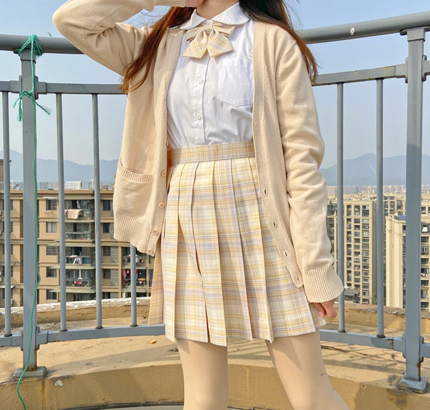 [Floating Moonshine] Girl\'s Summer Short/Long High Waist Pleated Skirts Plaid Skirts Women Dress For JK School Uniform Students