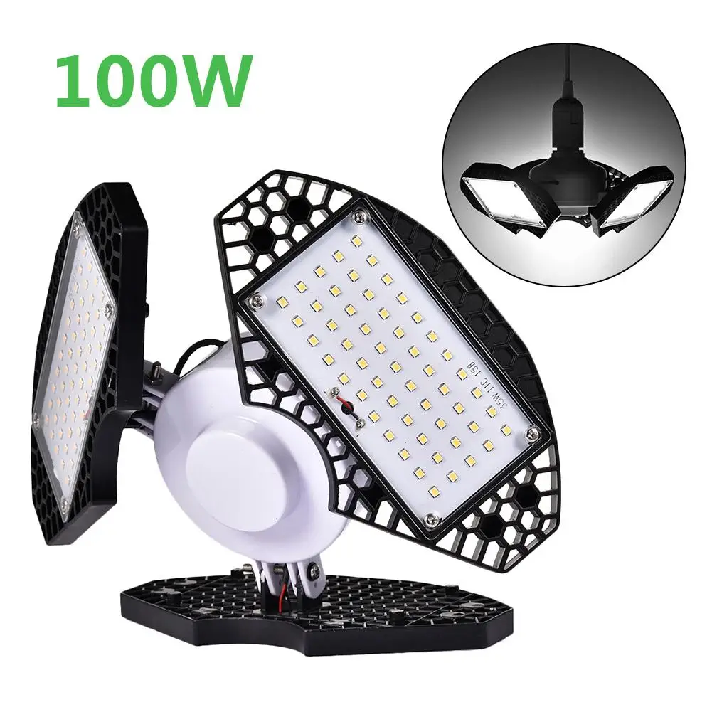 LED Garage Lights,100W Deformable LED Garage Ceiling Lights12500 LM CRI 80 Led Shop Lights for Garage, Garage Lights with 3 Adju - Цвет: B