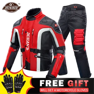 Image 1 - DUHAN Autumn Winter Cold proof Motorcycle Jacket Moto+Protector Motorcycle Pants Moto Suit Touring Clothing Protective Gear Set