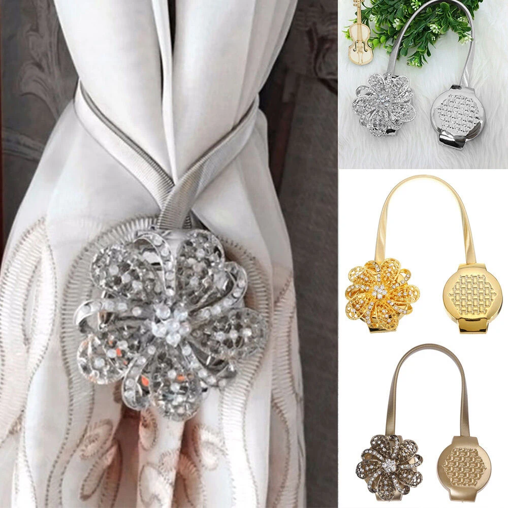 

Crystal Flower Shape Magnet Curtain Buckle Magnetic Tiebacks For Curtains Window Curtain Clips Holder Strap Home Decor Accessory