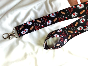 

New 1 pcs cartoon Doctors nurse Neck Strap Lanyards Badge Holder Rope Pendant Key Chain Accessorie