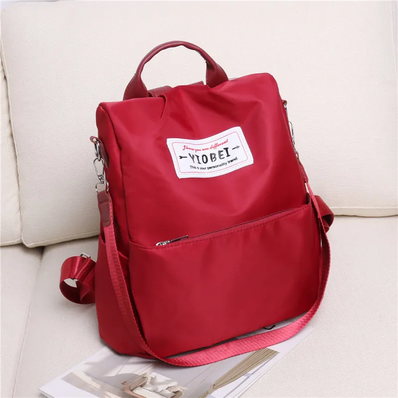 Новая Противоугонная двойная сумка через плечо Корейская версия 100 Большая вместительная сумка на одно плечо водонепроницаемый нейлоновый маленький рюкзак - Цвет: red