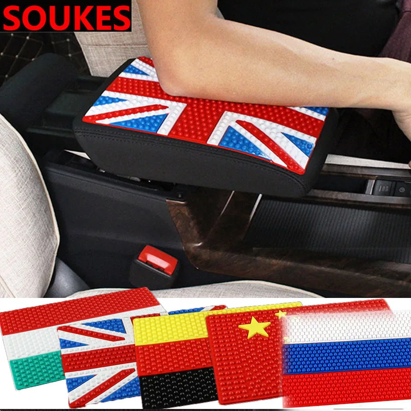 

26*15CM Flag Car Massage Center Console Armrest Pad Dashboard Anti-Slip Mat For Toyota Corolla Avensis RAV4 Yaris Auris Hilux Prius verso MG 3 ZR Buick Accessories