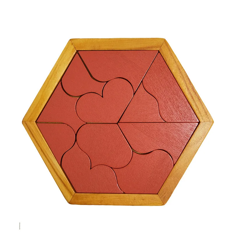 Geometric Shape Wooden Puzzles Jigsaw Board Educational Toys for Children Kids Adults Tangram Board IQ Brain Teaser Toys Gifts 8