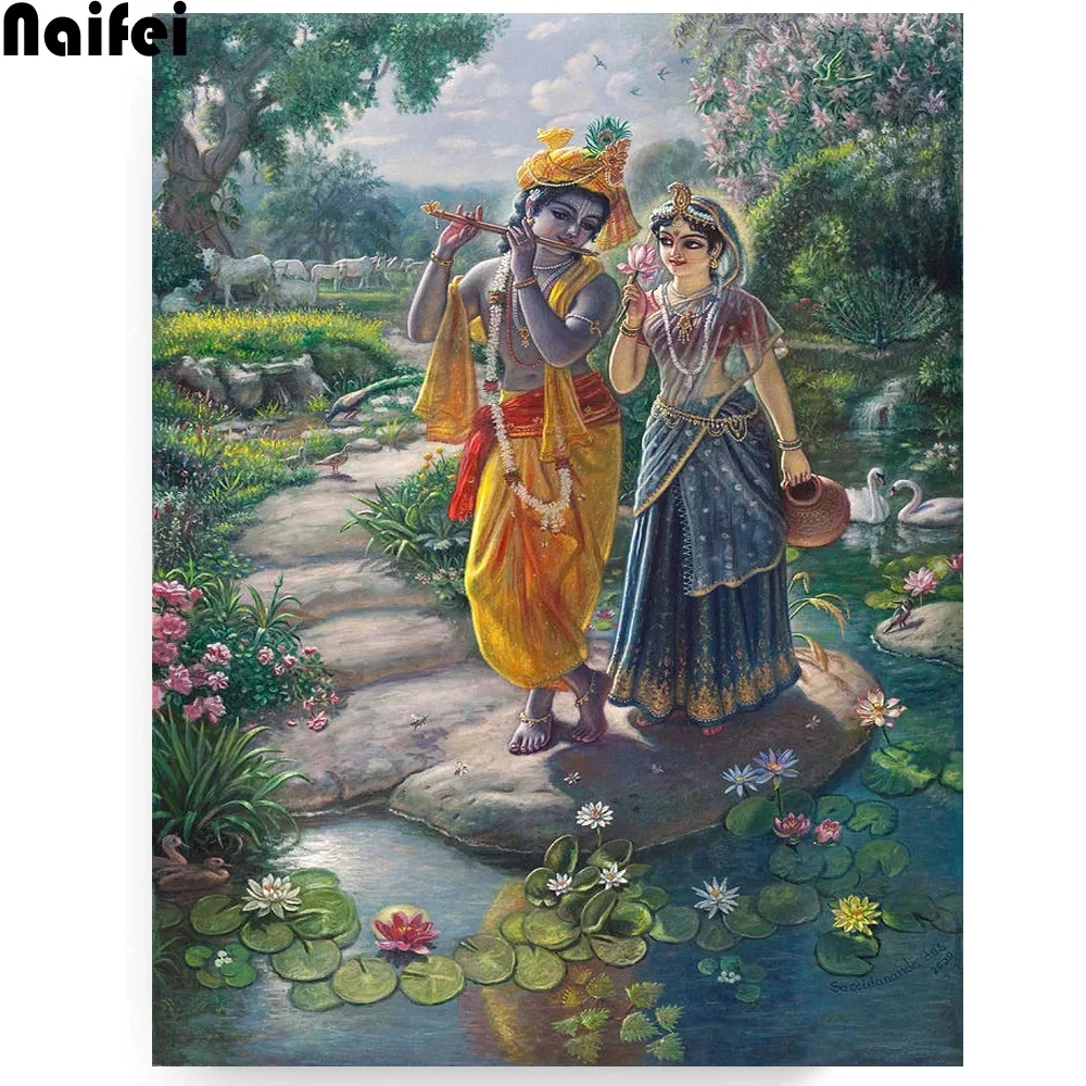 Алмазная картина "сделай сам" radha-krishna 5d Бриллиантовая вышивка религиозная