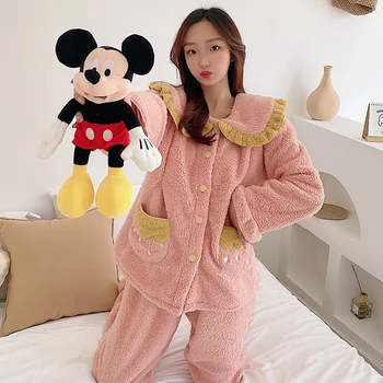 

Winter Thick Warm Fleece Maternity Nursing Sleepwear Feeding Pajamas Clothes for Pregnant Women Pregnancy Sleep Lounge Wear